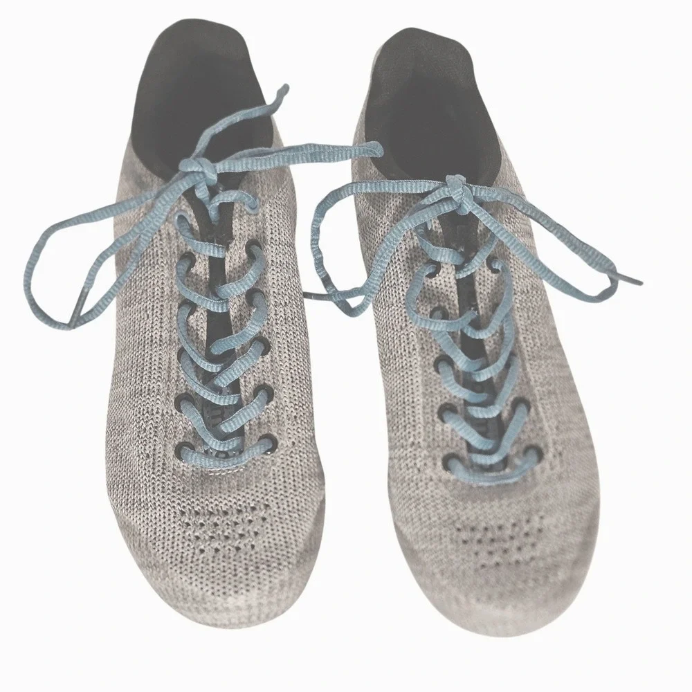 Tommaso Pista Women Gray Knit Indoor Cycling Spin Shoes 3-Bolt Cleats Size 7.5